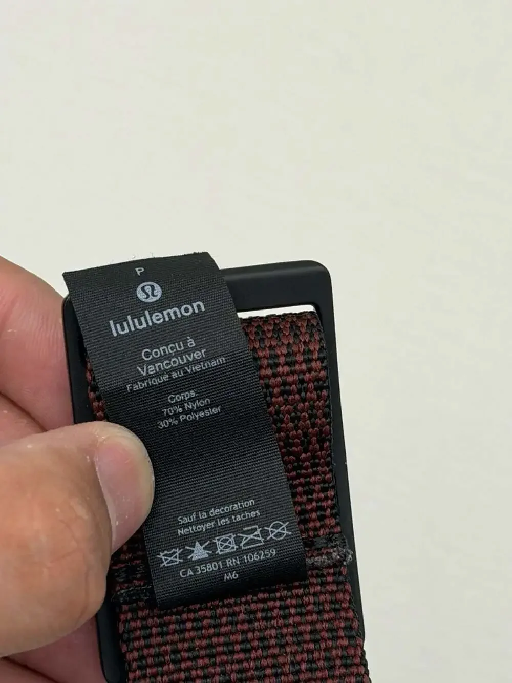 Lululemon Web Belt in Two-Tone Burgundy and Black with Logo Buckle